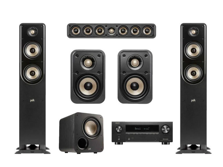 ES50, ES10, ES8, ES35 and Denon AVR-X3800H products together as a bundle