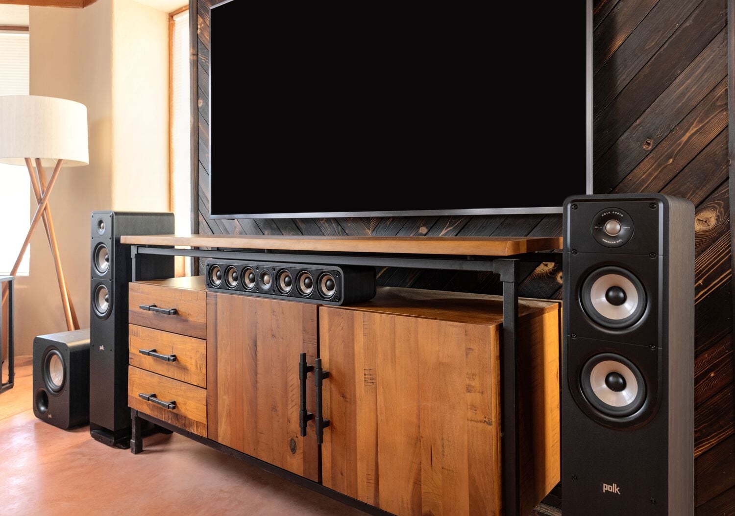Signature Elite home theater system set up in a TV Room