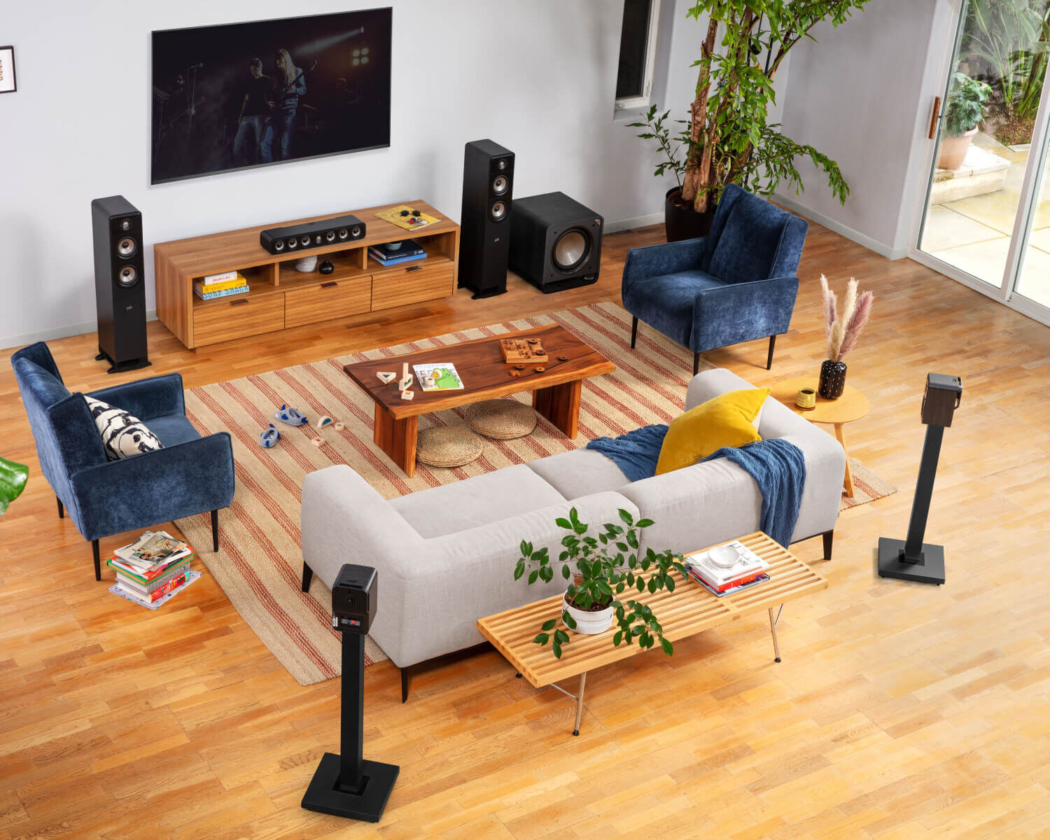 Polk home theater system with satellite surround speakers