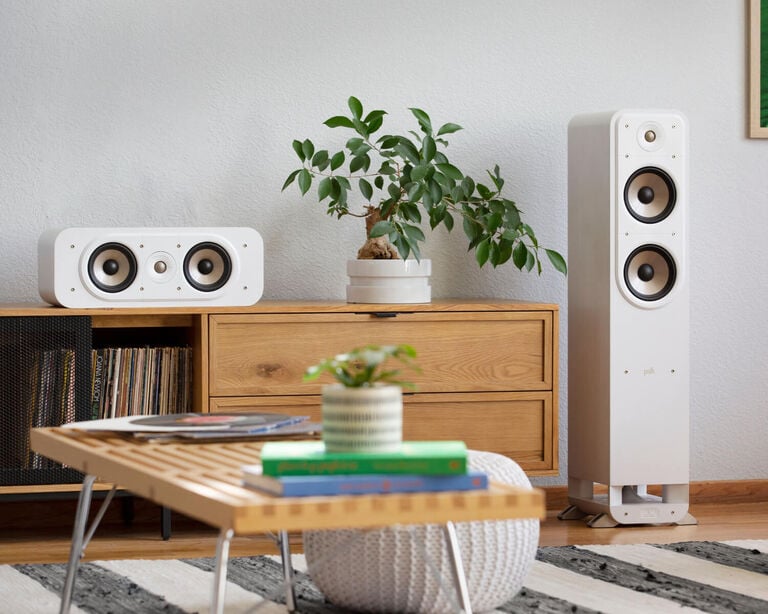 Signature Elite series speakers on table