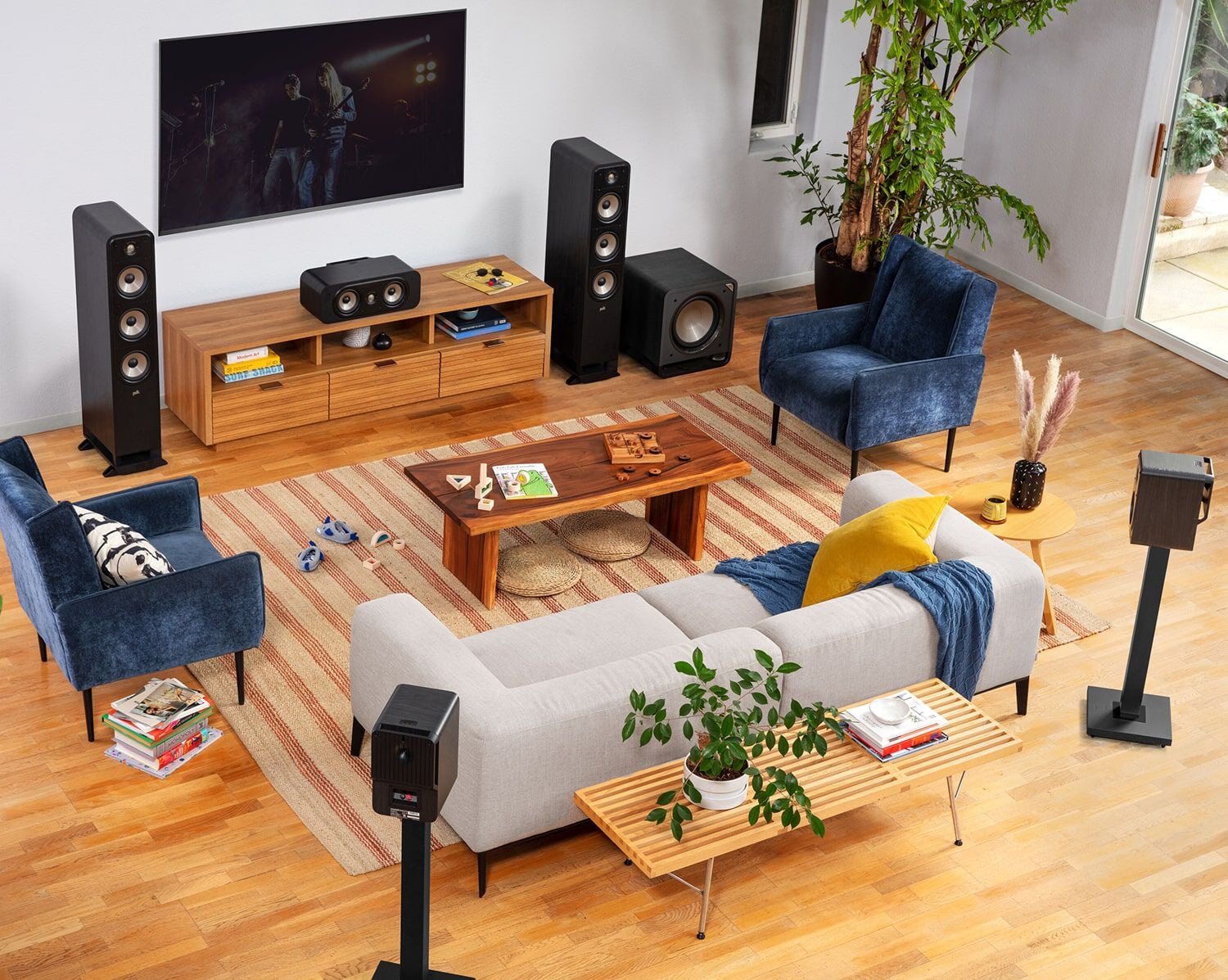 A 5.1 home theater system in a living room