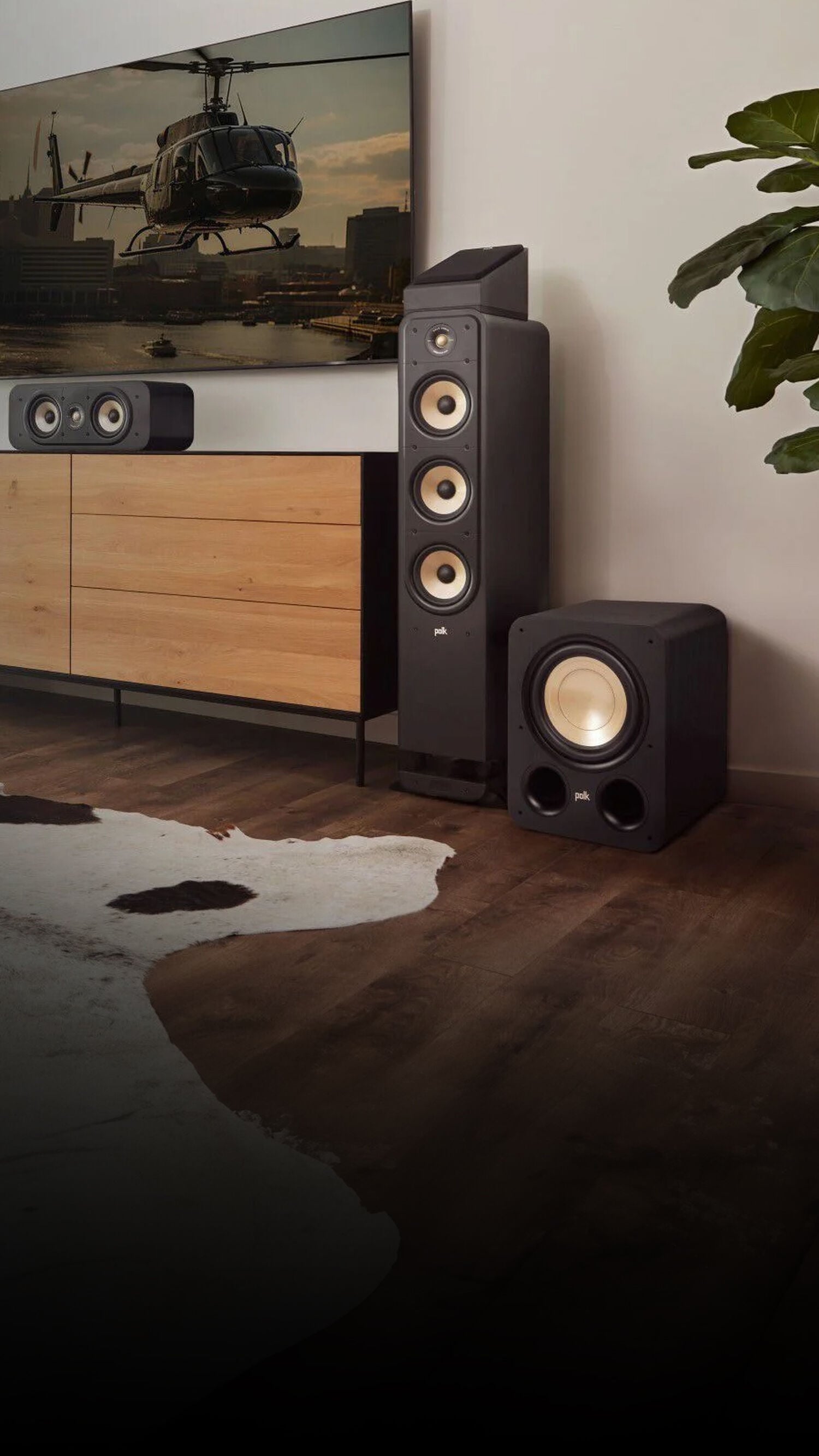 Polk home theater system with tv