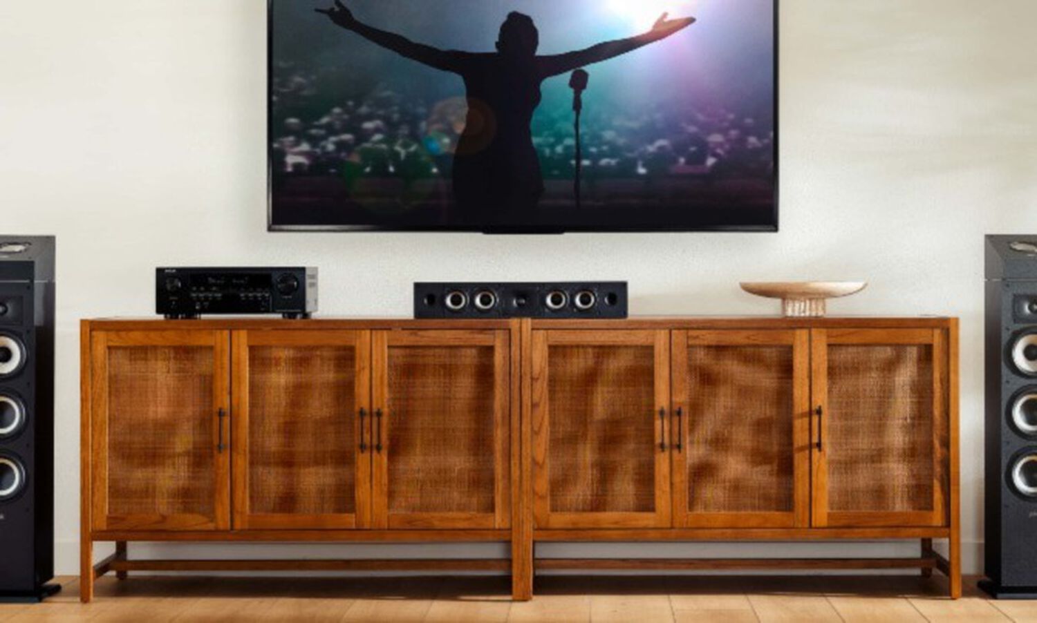 Monitor XT speakers set up in a living room
